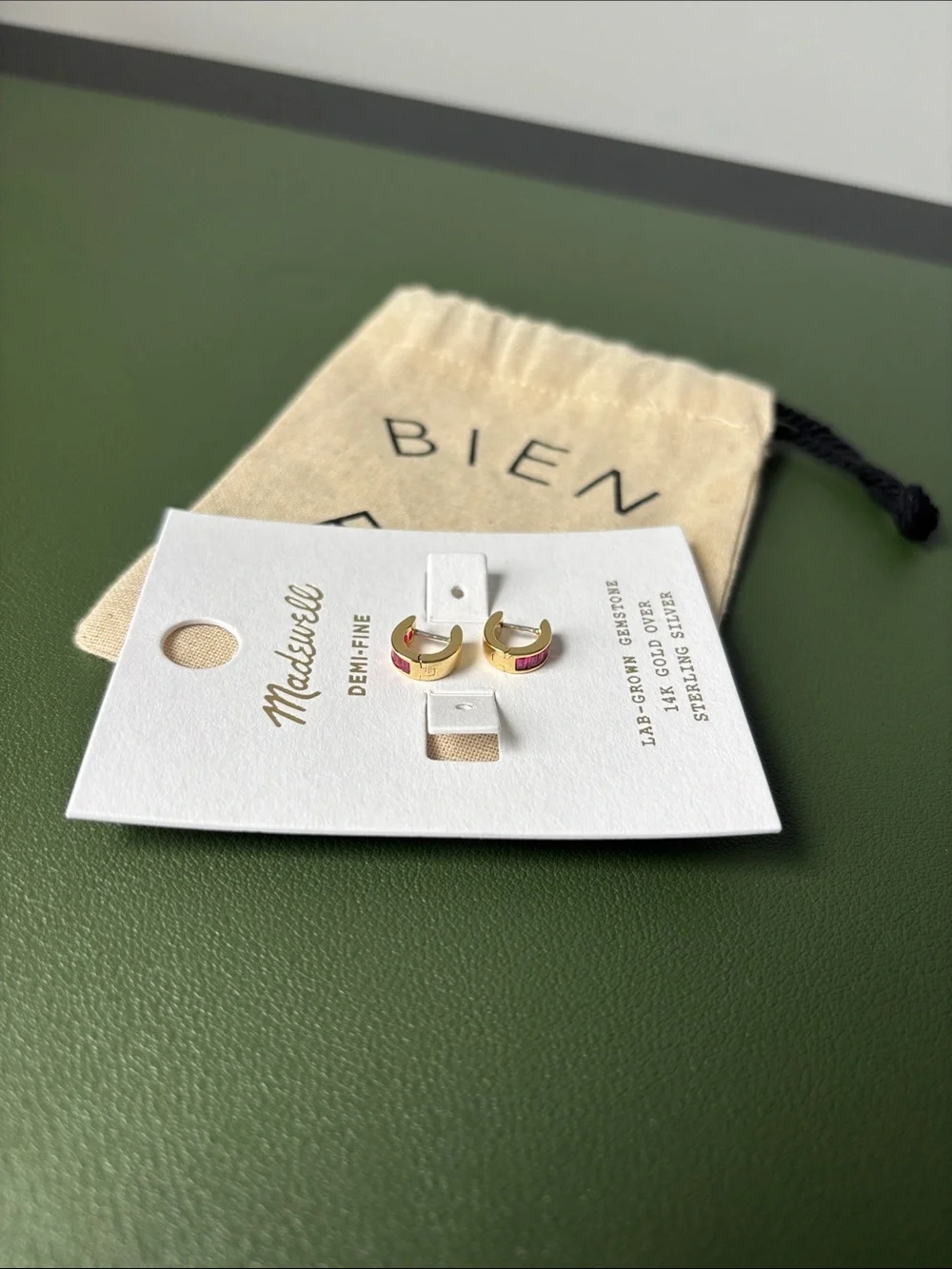 Madewell Demi-Fine Baguette Crystal Huggie Hoop Earrings